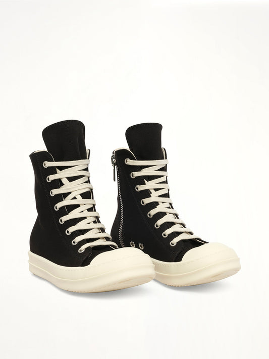 Sneaks in Black/Milk Front View | RICK OWENS DRKSHDW