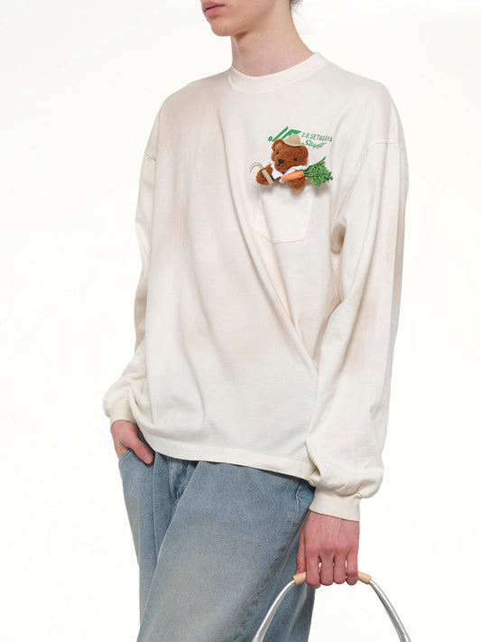 Bucket-Shaped Leather Bag in Silver