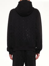 Crystal Monogram Zip-Up Hoodie in Black