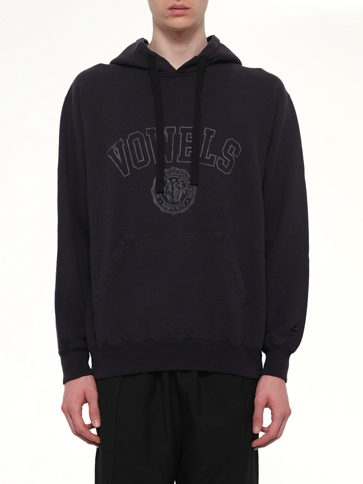 Faded Collegiate Hoodie in Black