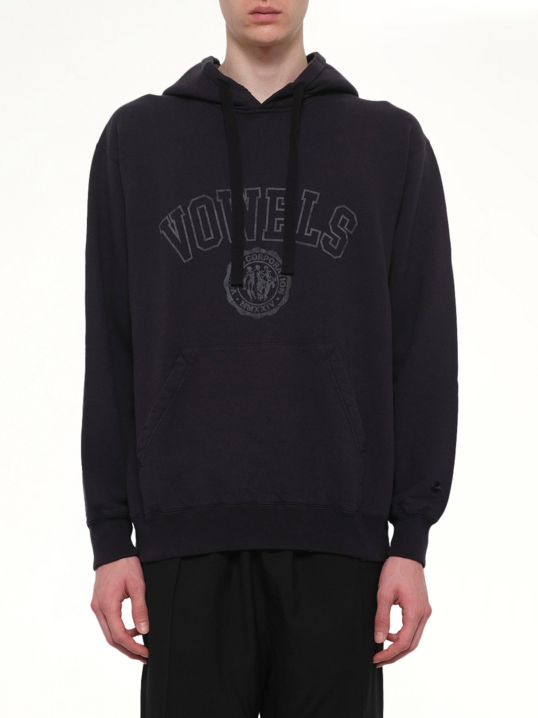 Faded Collegiate Hoodie in Black