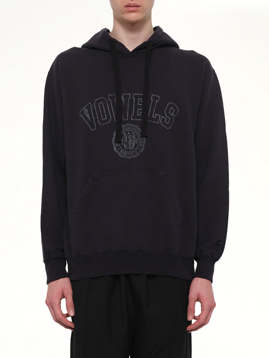 Faded Collegiate Hoodie in Black