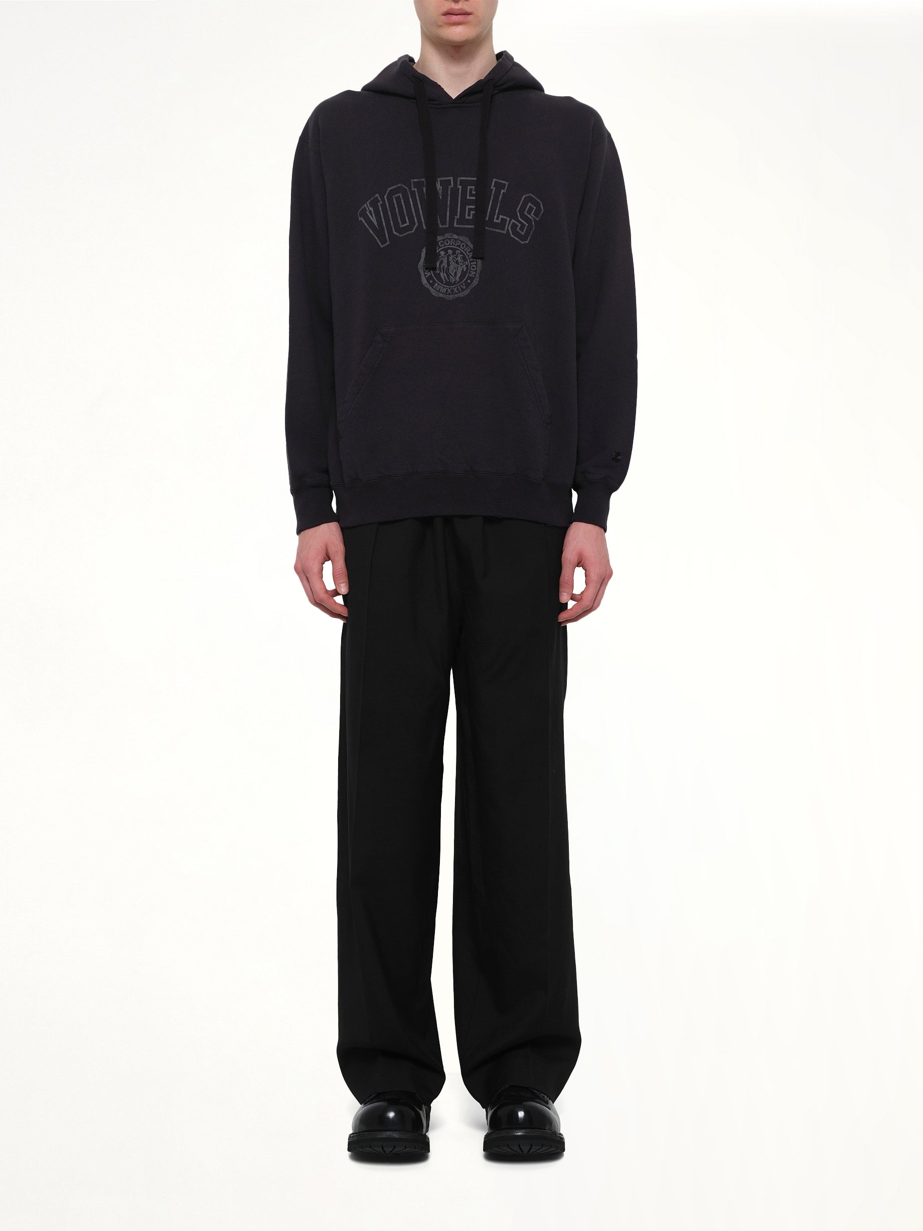 Faded Collegiate Hoodie in Black