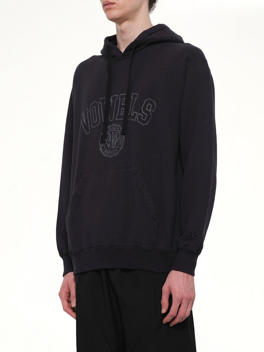 Faded Collegiate Hoodie in Black
