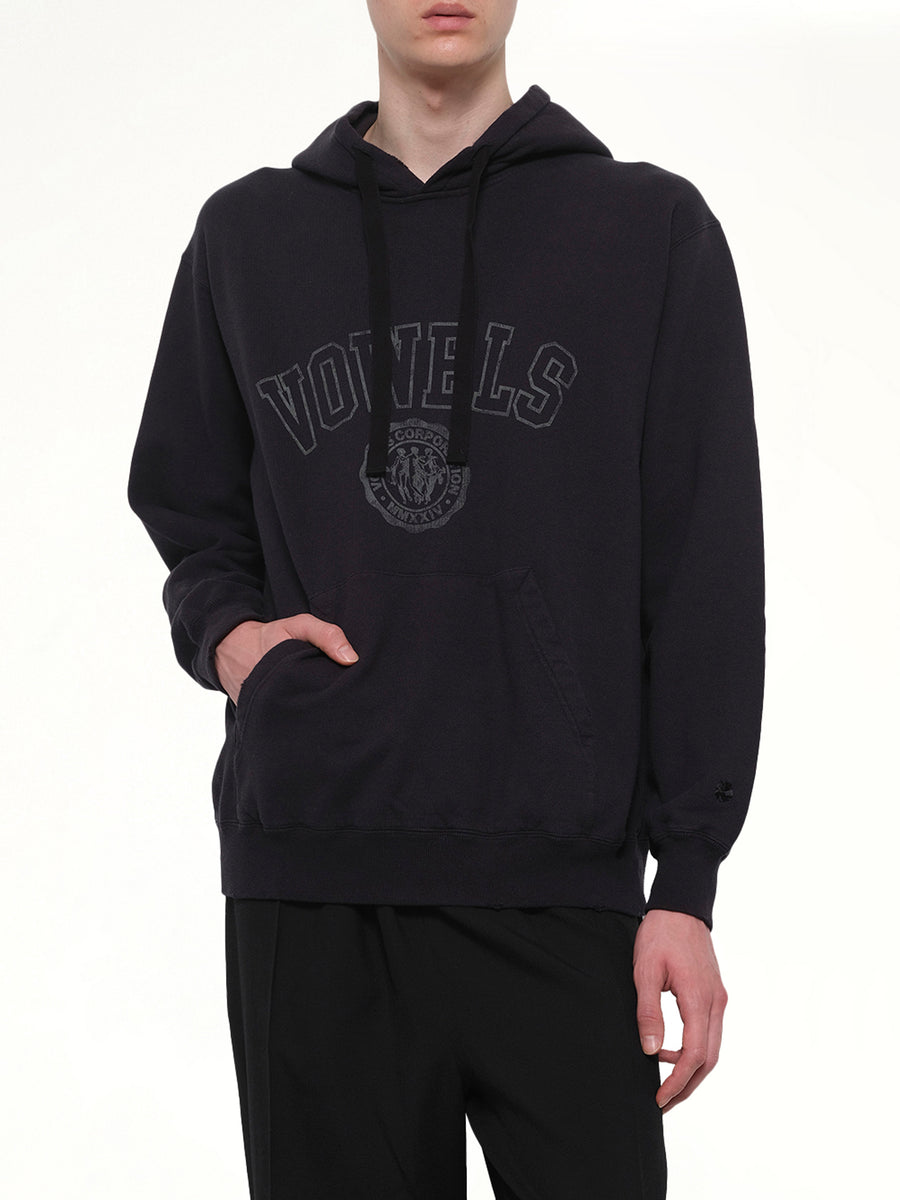 Faded Collegiate Hoodie in Black