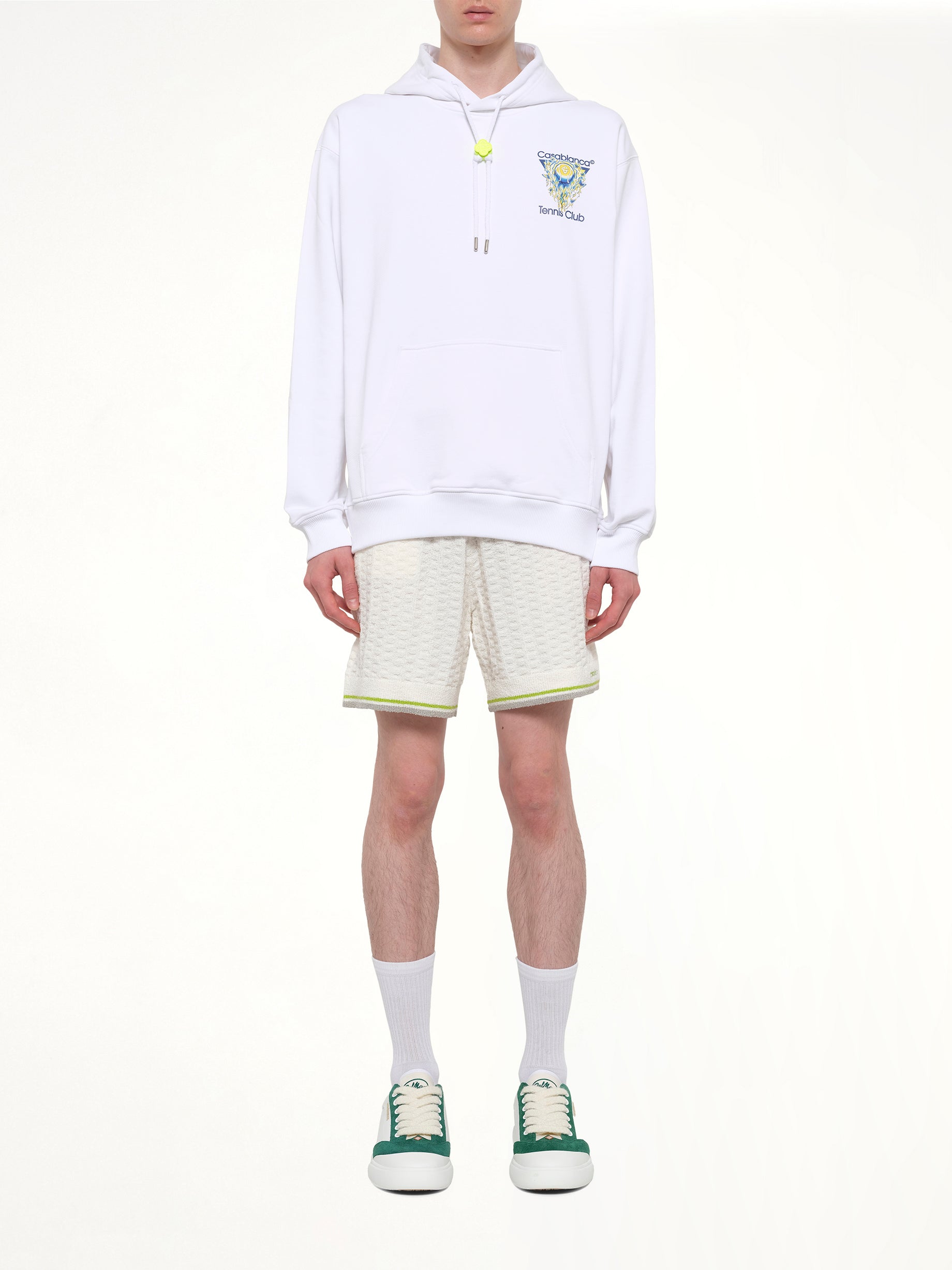 CASABLANCA Tennis Club Icon Hoodie in Off White Model View from MARAIS