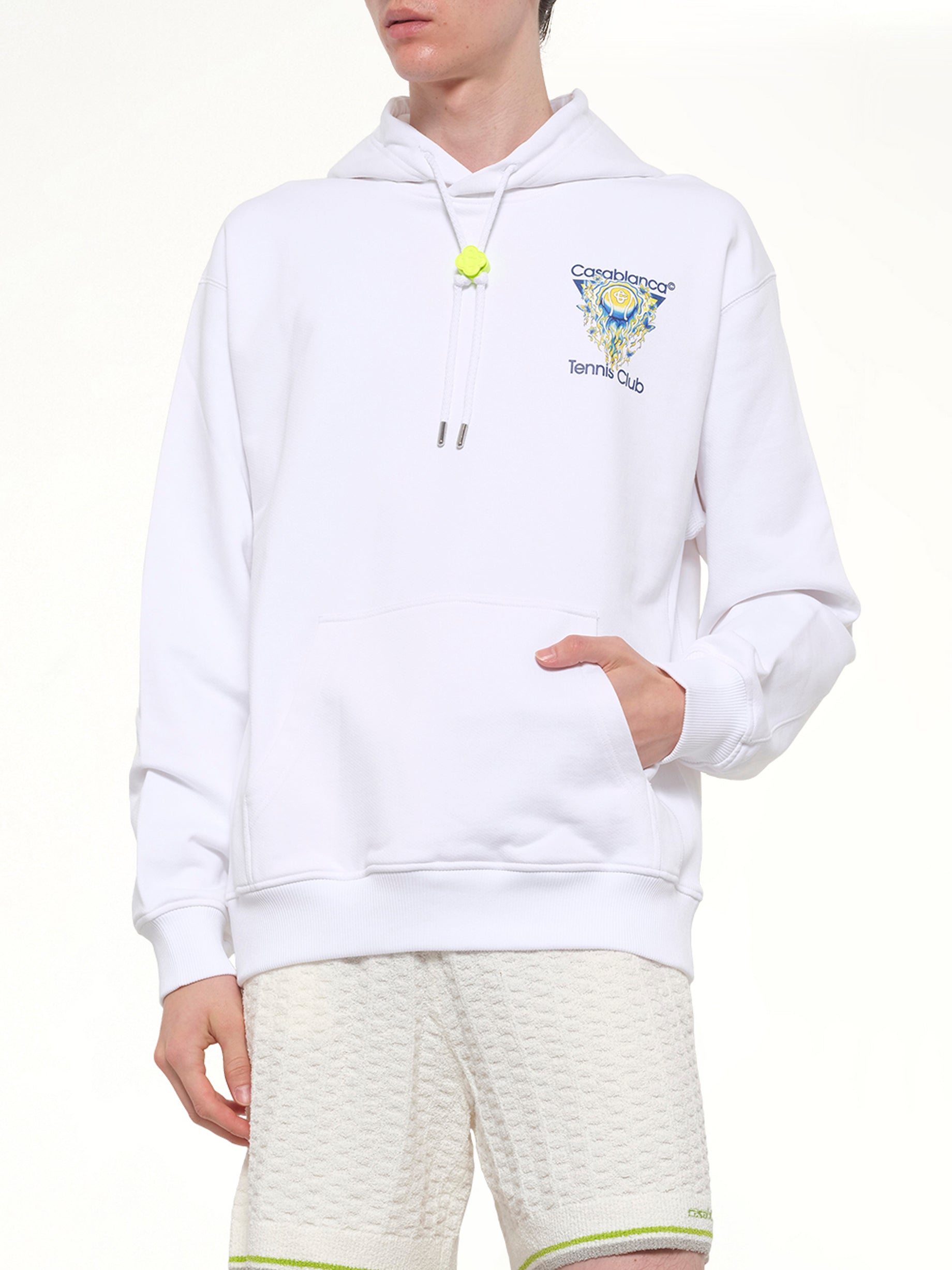 CASABLANCA Tennis Club Icon Hoodie in Off White Detail Shot from MARAIS