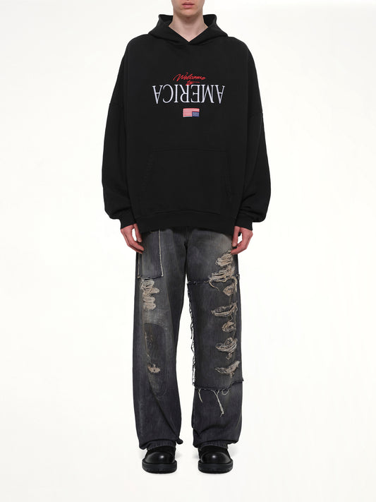 Welcome To America Hooligan Hoodie in Black