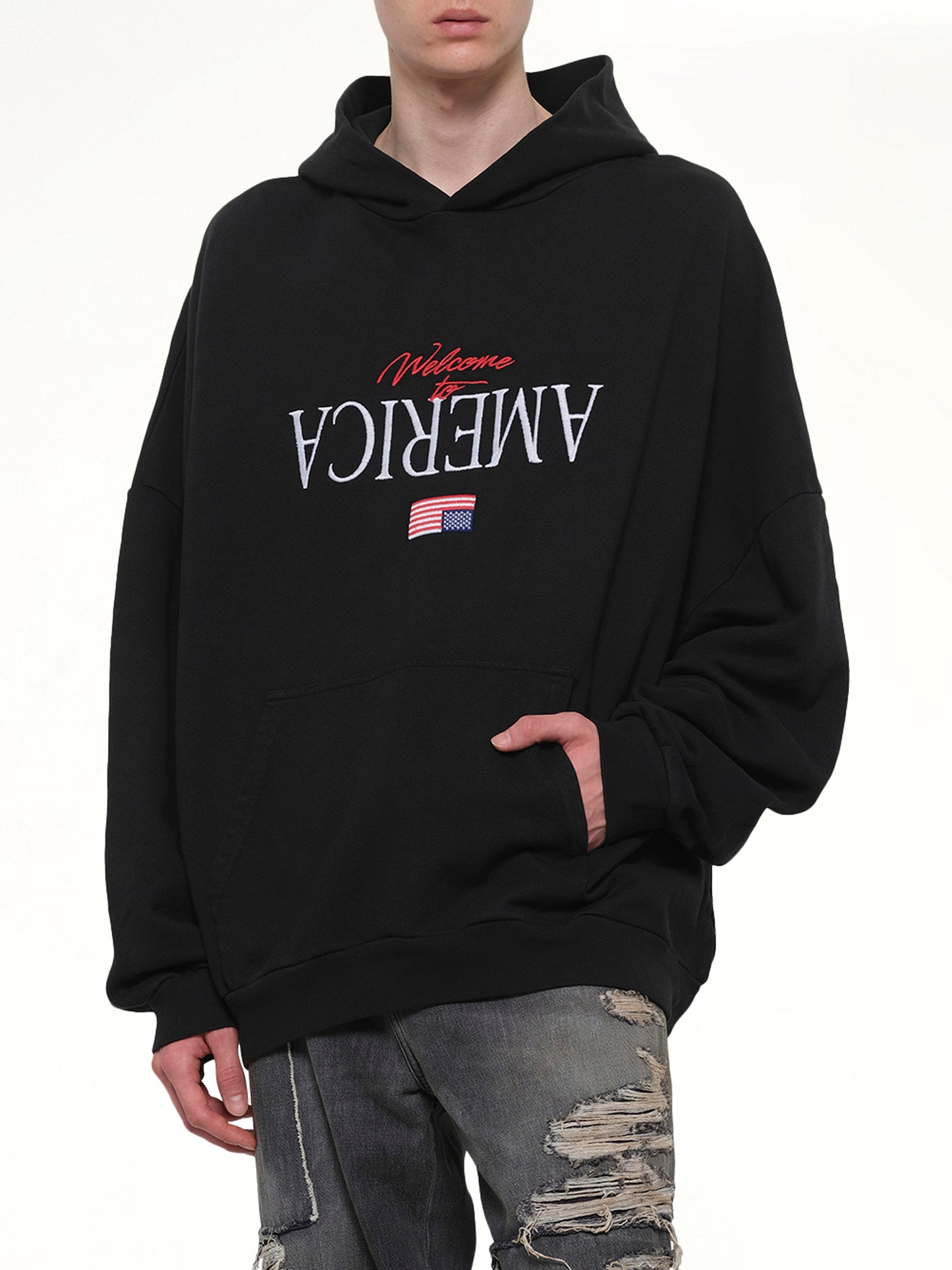 Welcome To America Hooligan Hoodie in Black