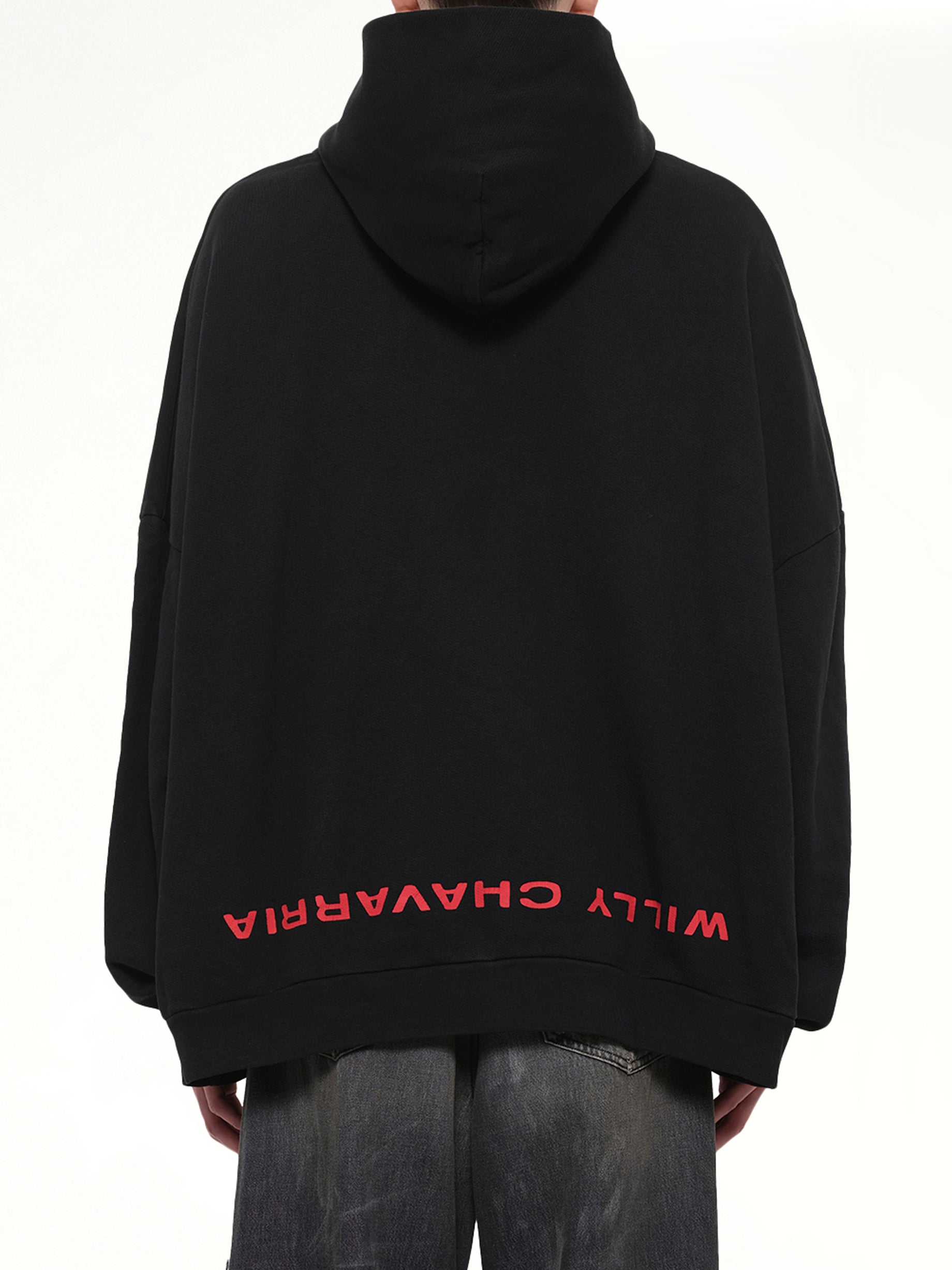 WILLY CHAVARRIA Welcome To America Hooligan Hoodie in Black Back View from MARAIS