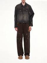 Filleted Zip Denim Jacket in Black
