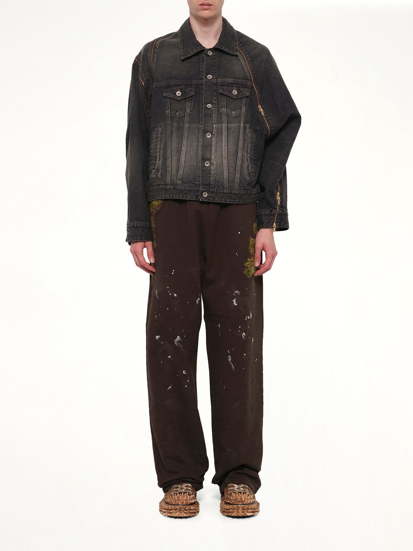 Filleted Zip Denim Jacket in Black