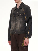 Filleted Zip Denim Jacket in Black