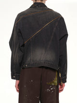 Filleted Zip Denim Jacket in Black