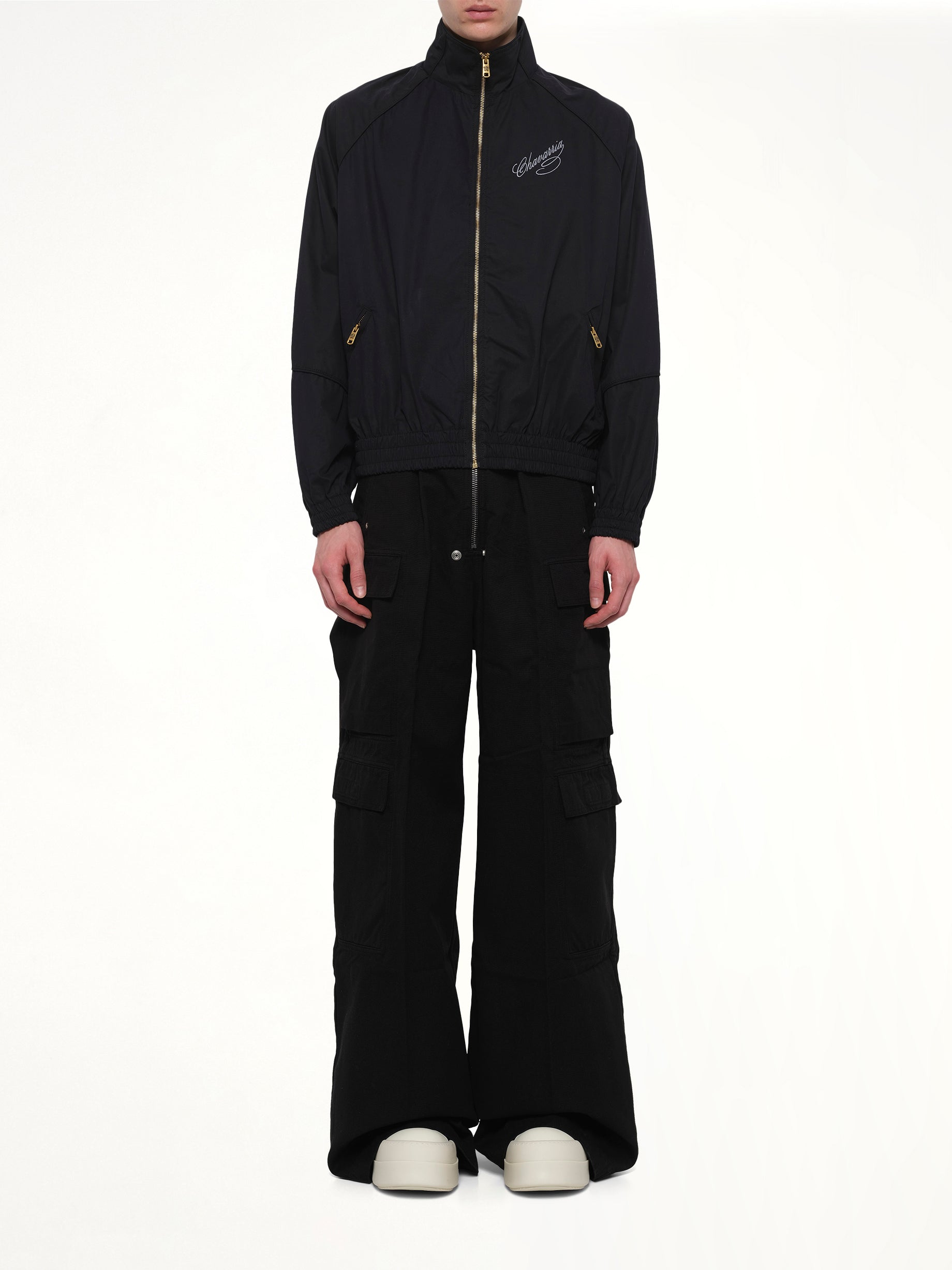 WILLY CHAVARRIA Ruff Rider Track Jacket in Black Model View from MARAIS