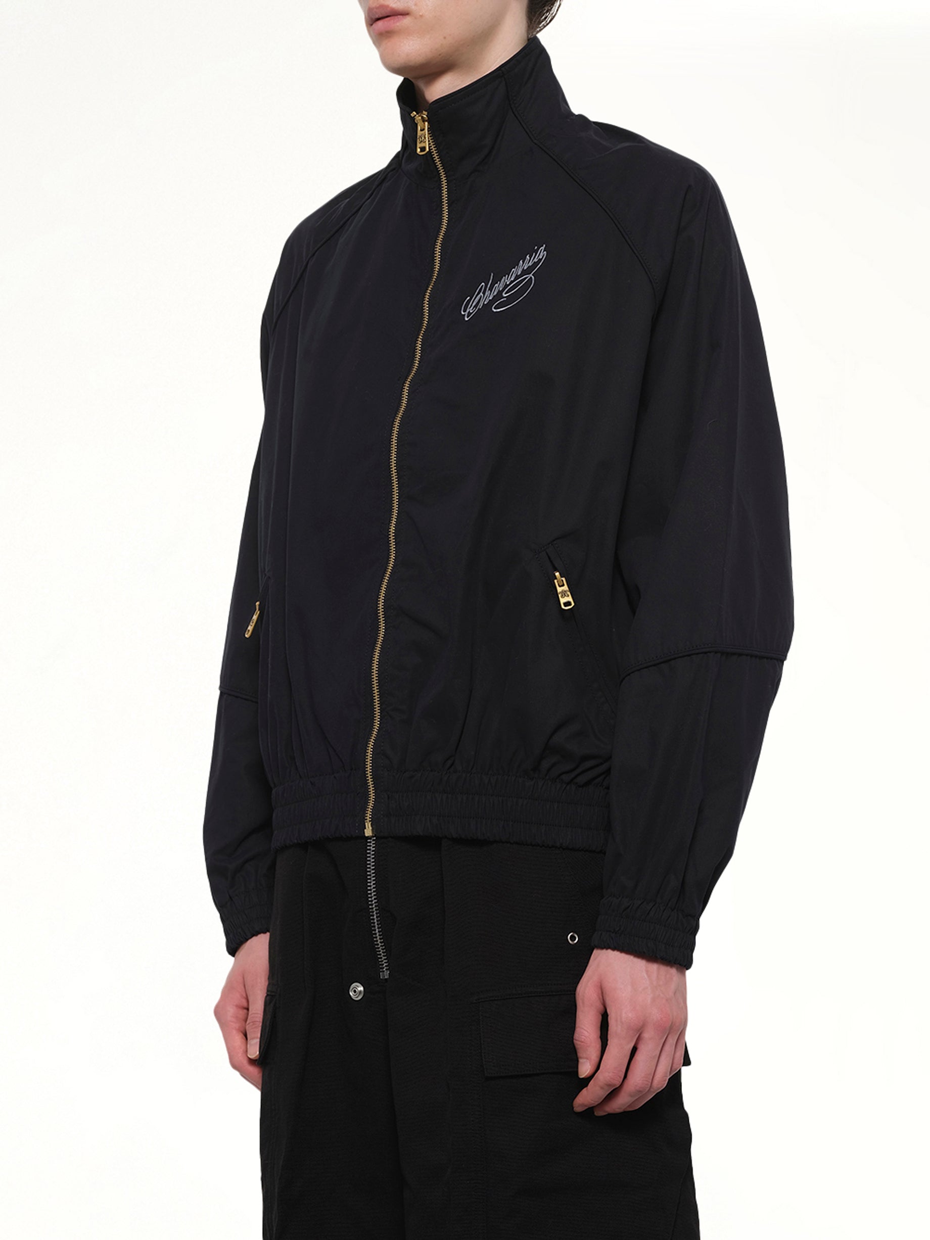 WILLY CHAVARRIA Ruff Rider Track Jacket in Black Side View from MARAIS