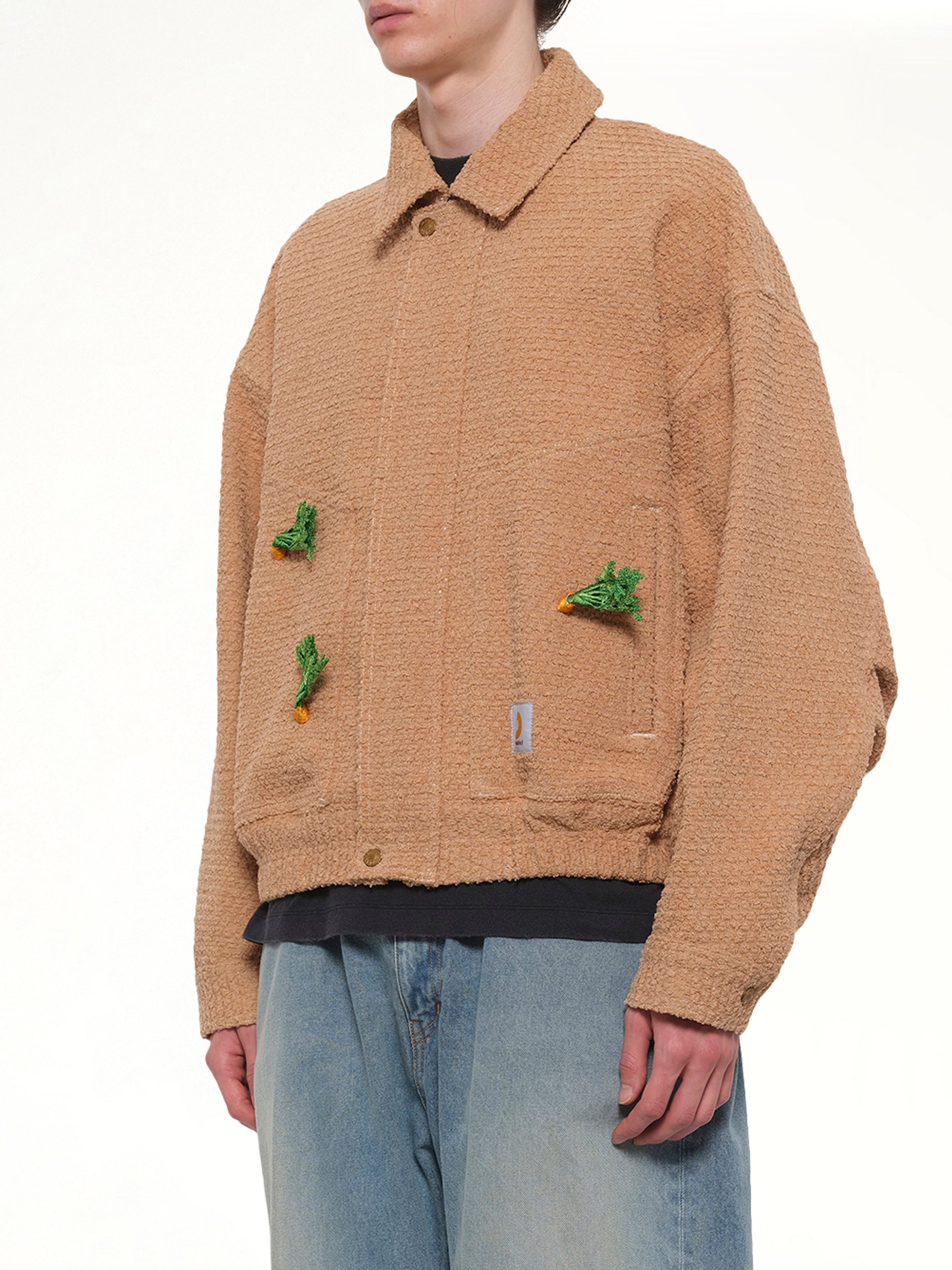 DOUBLET Tilled Field Work Jacket in Camel Side View from MARAIS