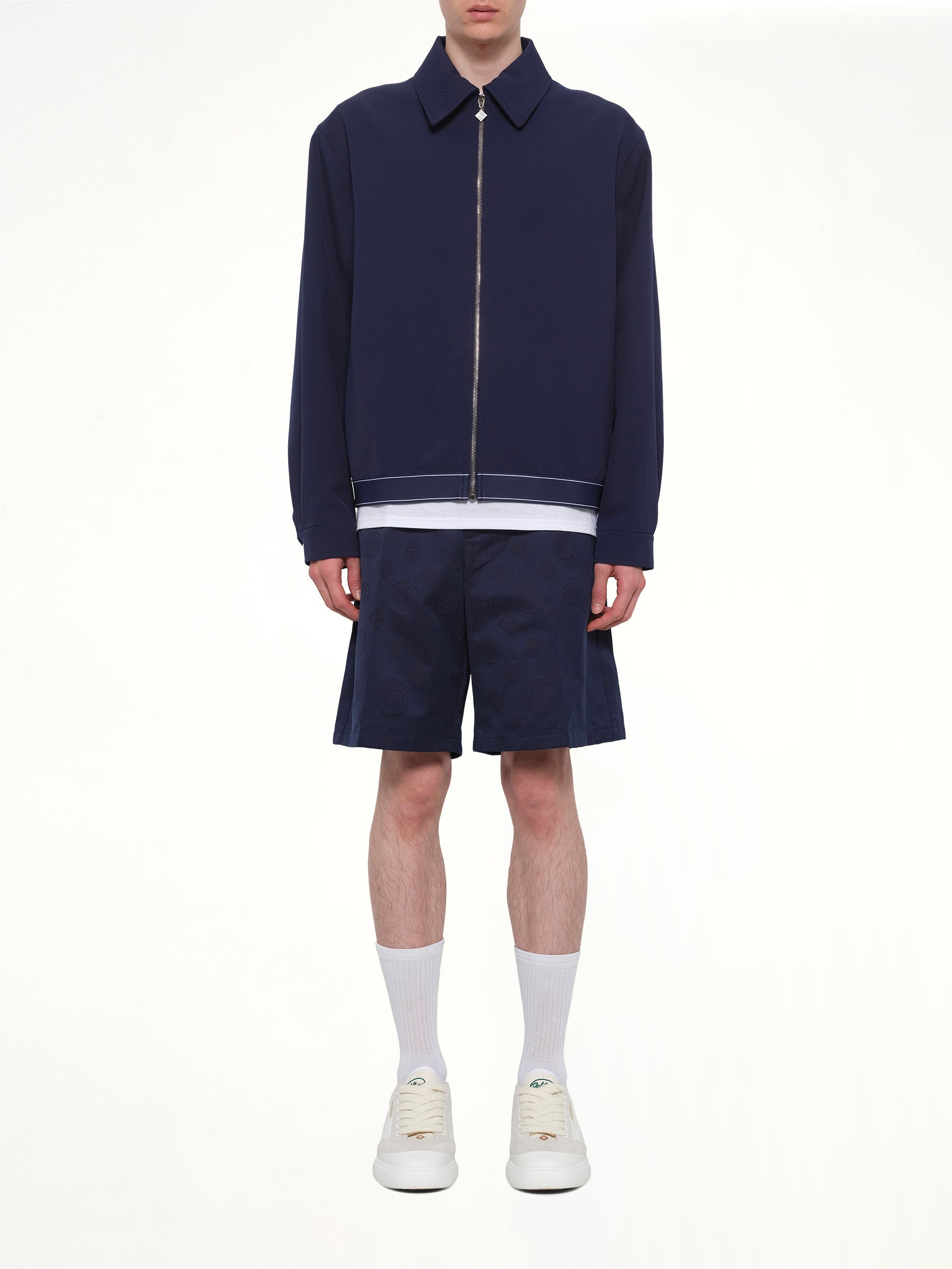 CASABLANCA Wool Sports Jacket in Navy Model View from MARAIS