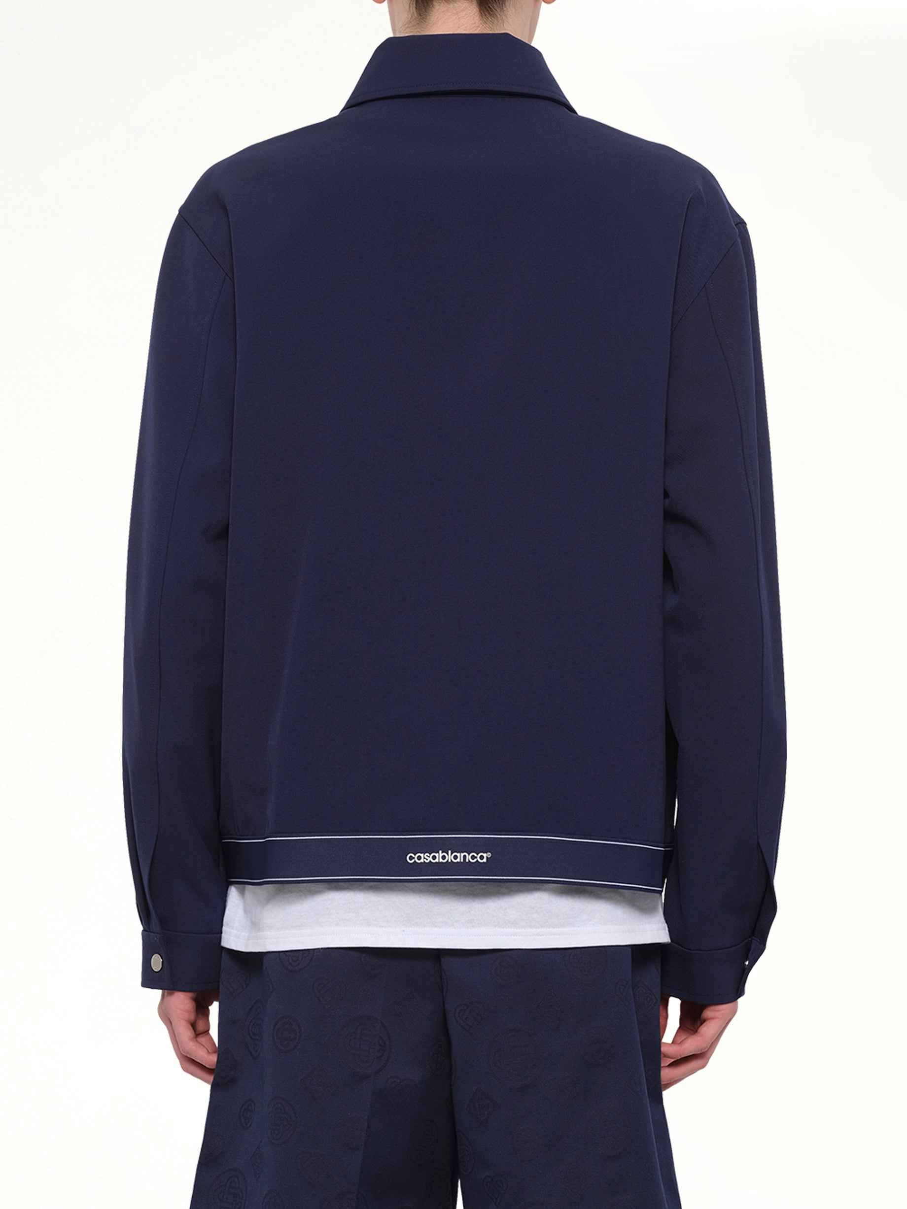 CASABLANCA Wool Sports Jacket in Navy Back View from MARAIS
