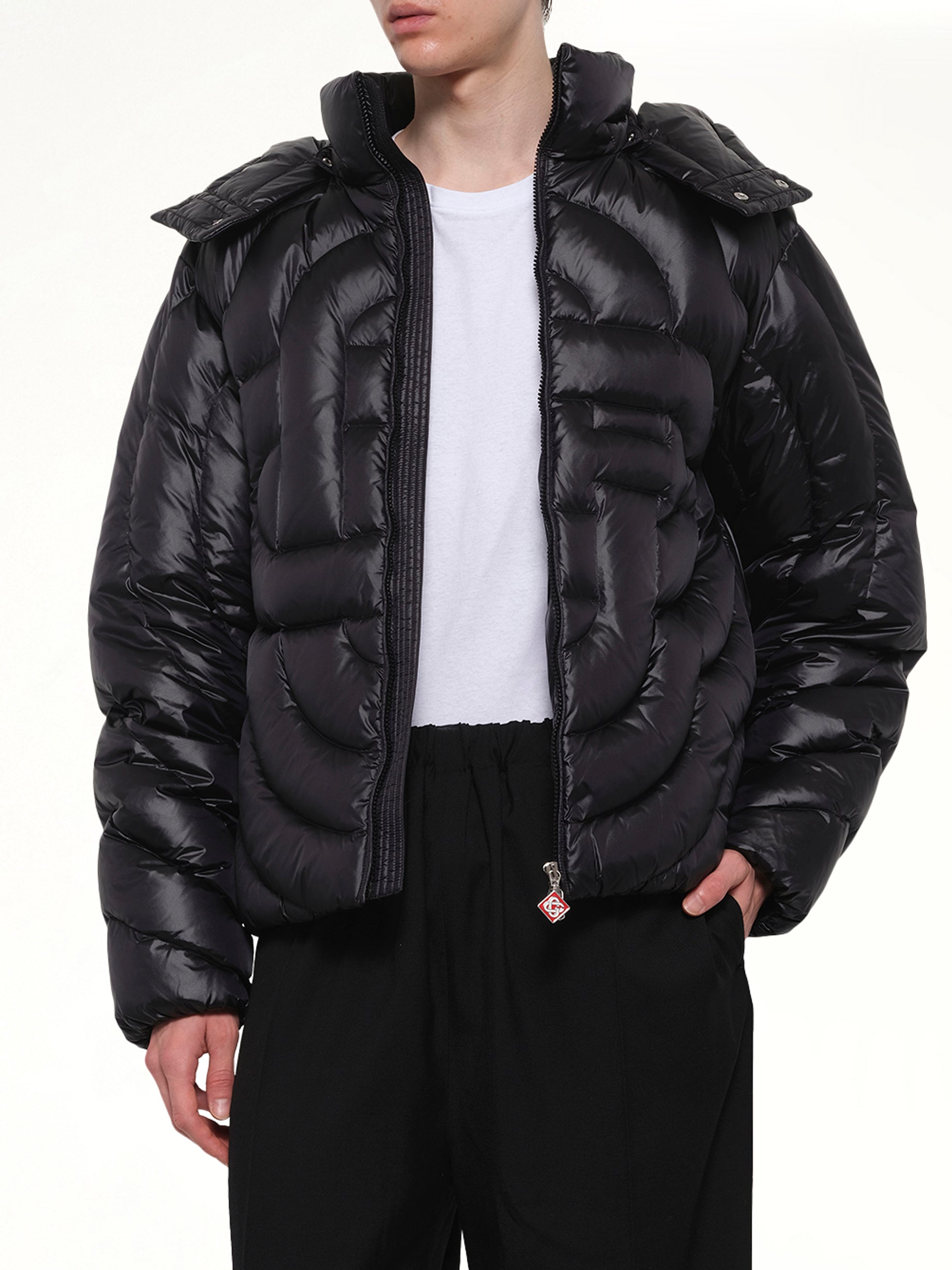 CASABLANCA Quilted Puffer Jacket in Black Detail Shot from MARAIS