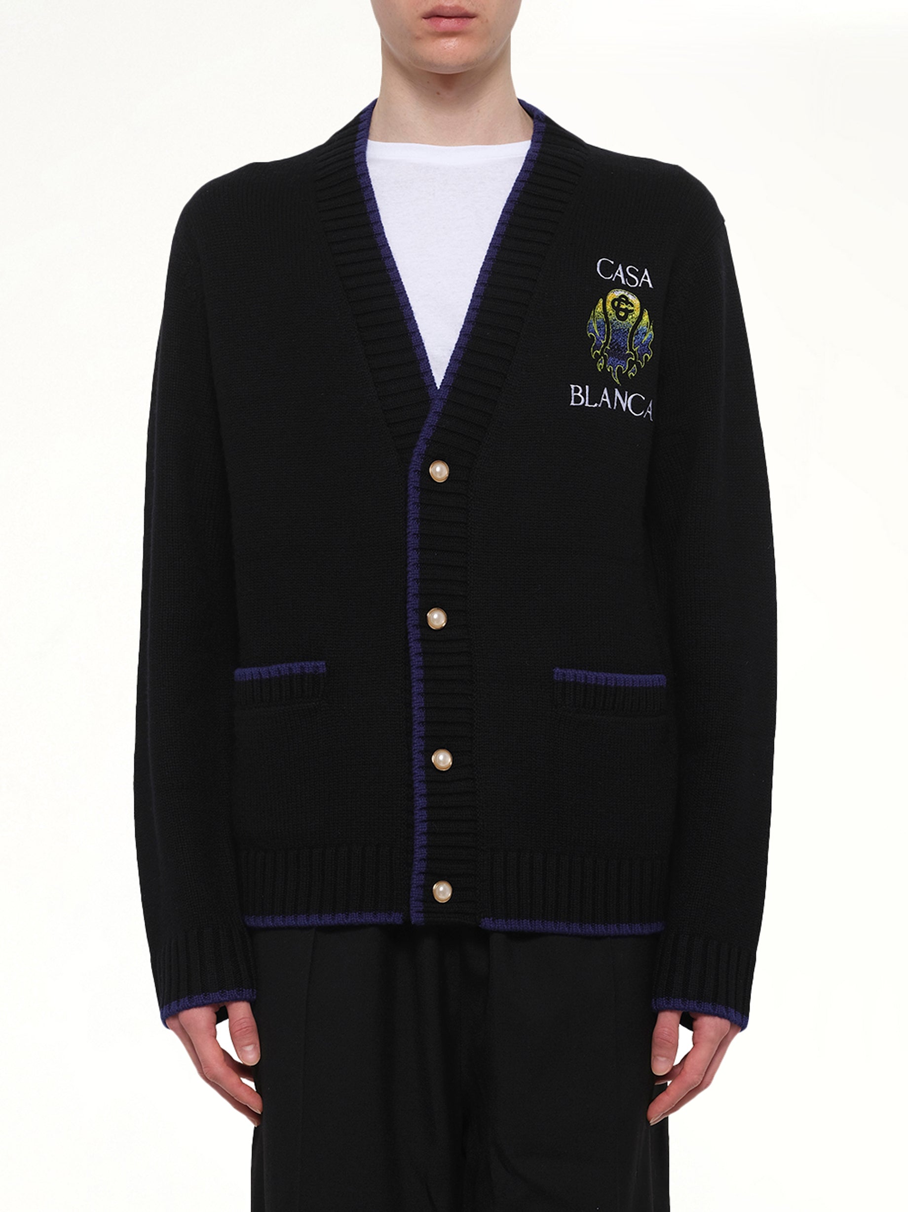 Flaming Tennis Ball Cardigan in Black