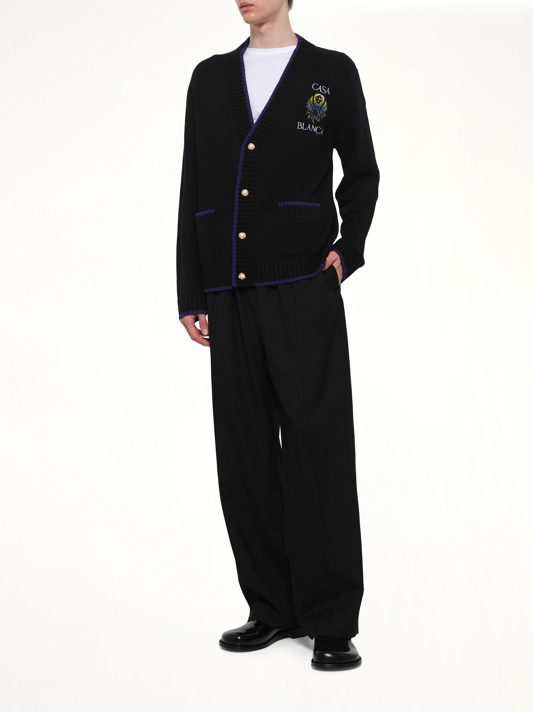 CASABLANCA , Flaming Tennis Ball Cardigan in Black Full Reference from MARAIS