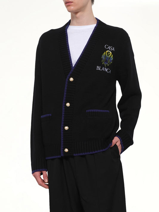 Flaming Tennis Ball Cardigan in Black