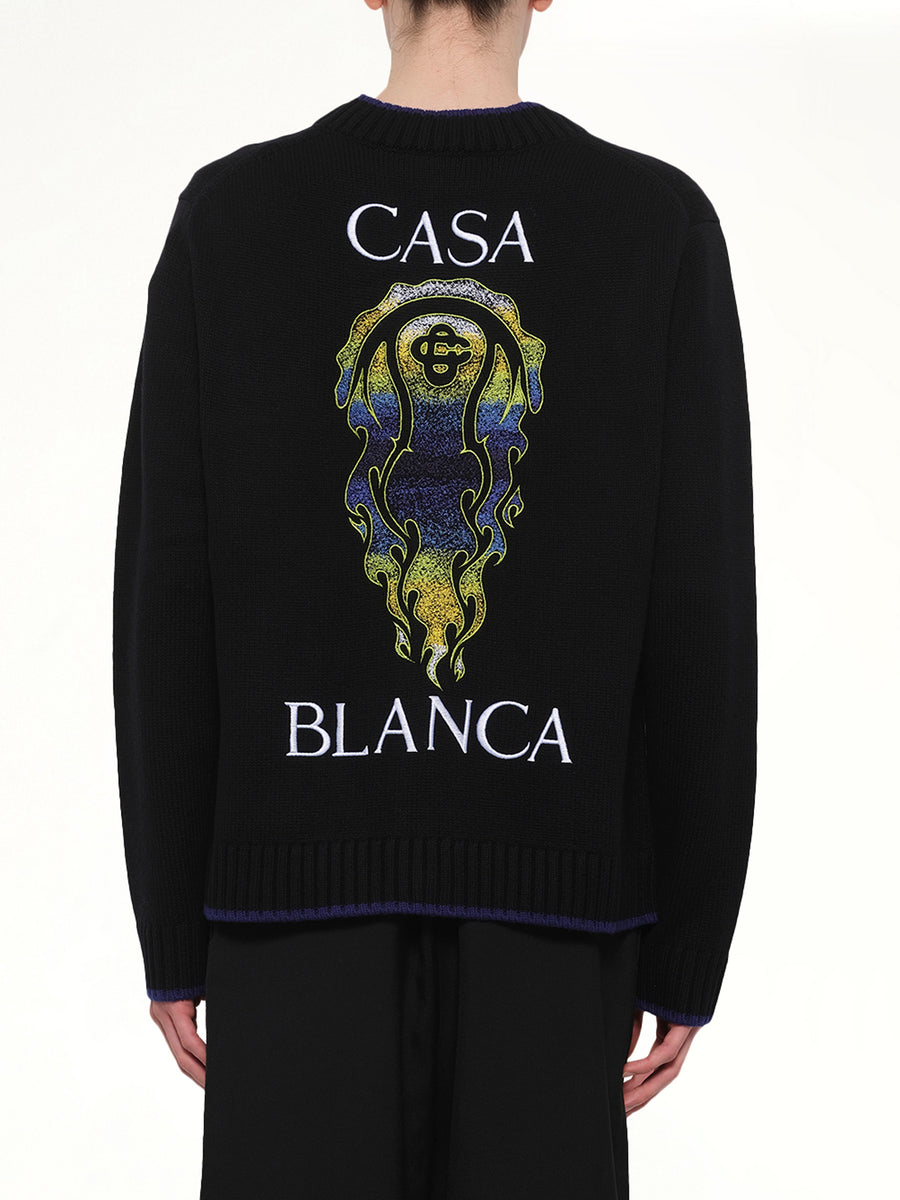 Flaming Tennis Ball Cardigan in Black