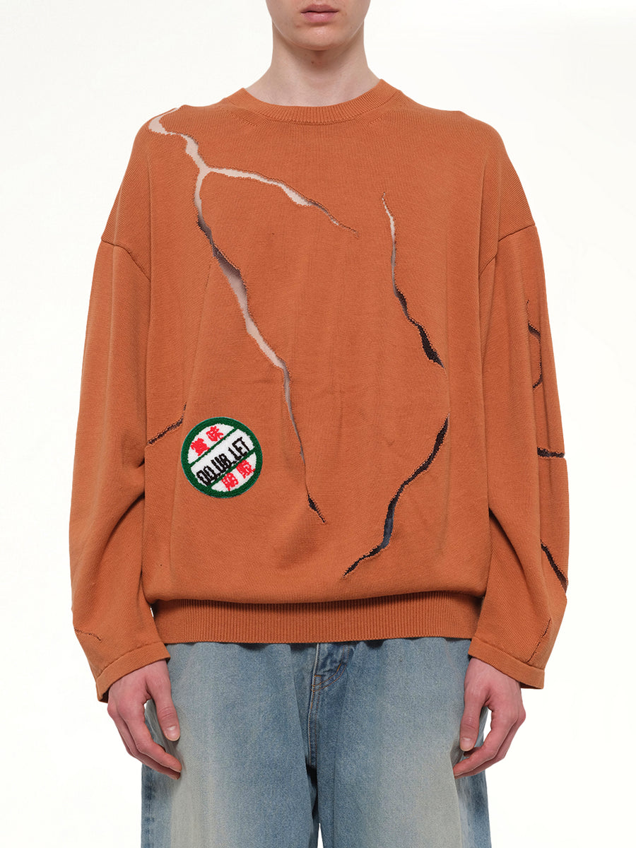 Cracked Egg Knit Pullover in Brown