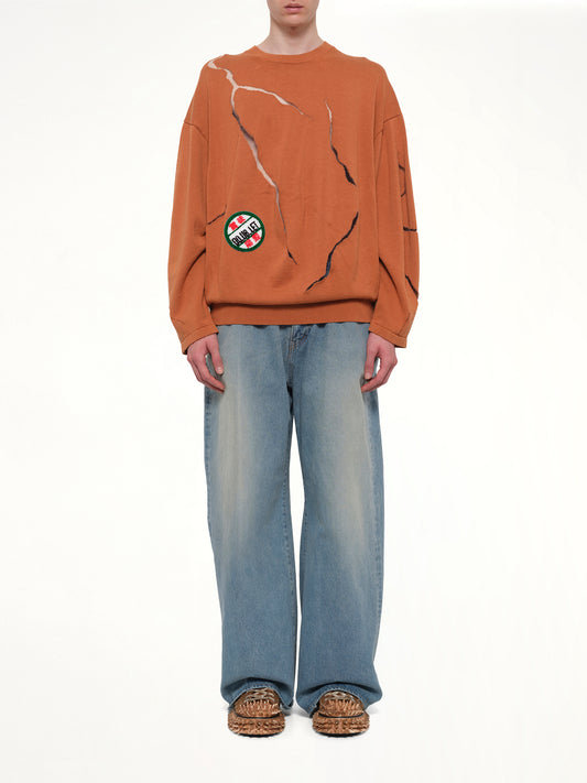 Cracked Egg Knit Pullover in Brown