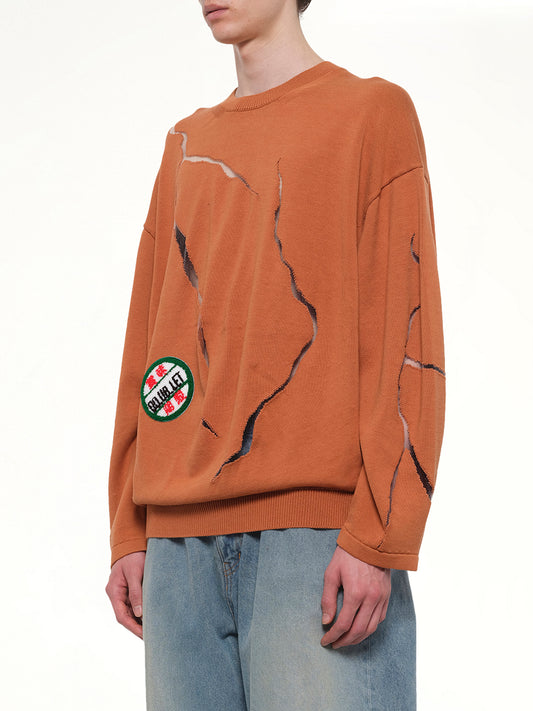 Cracked Egg Knit Pullover in Brown