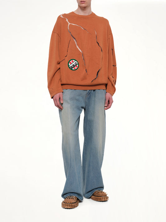 Cracked Egg Knit Pullover in Brown