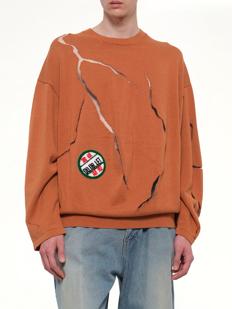 Cracked Egg Knit Pullover in Brown