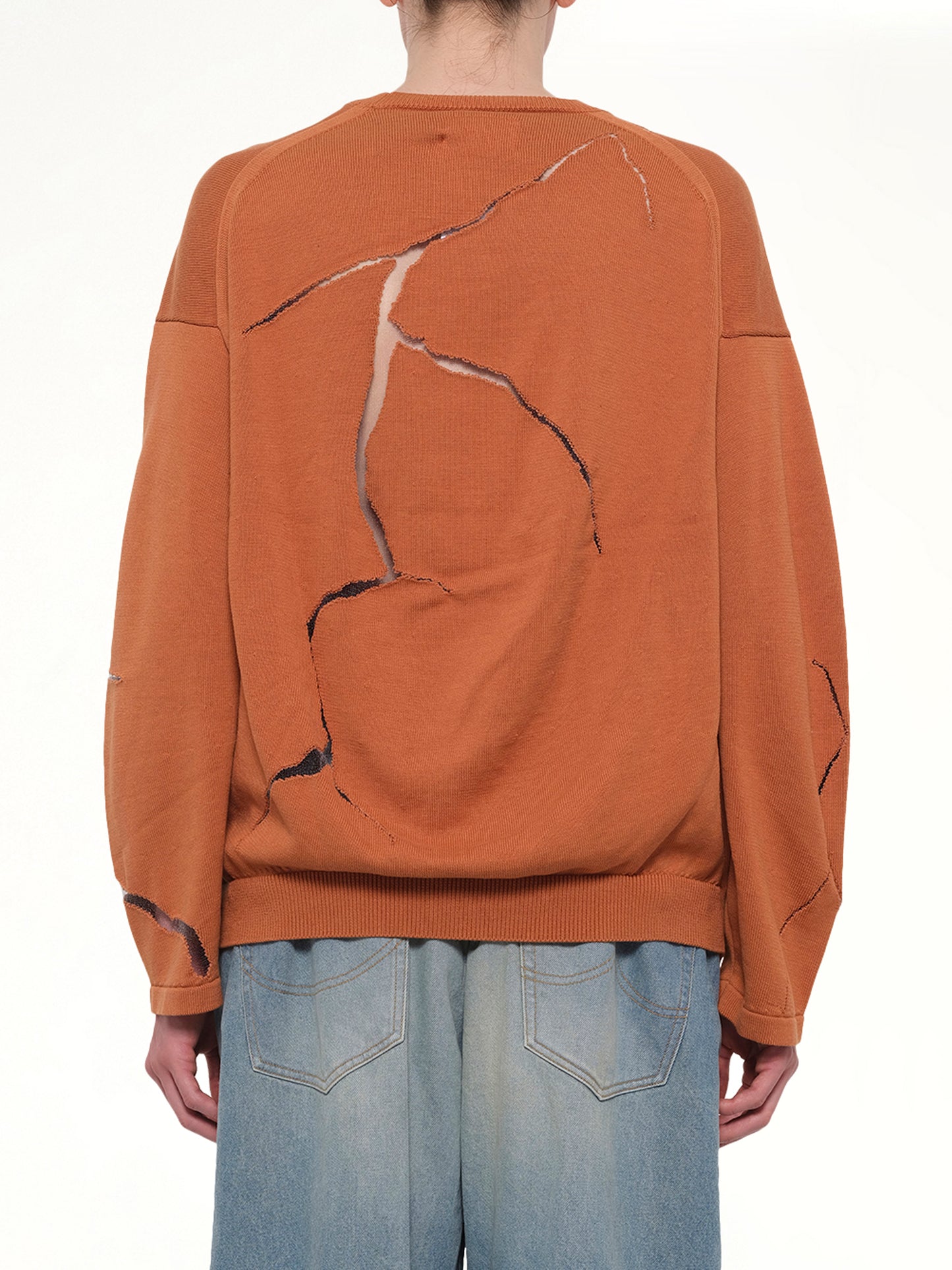 Cracked Egg Knit Pullover in Brown