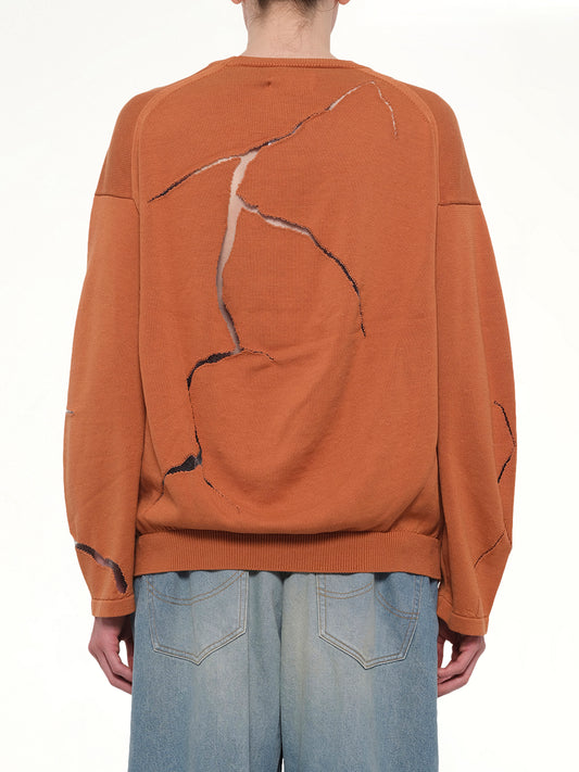 Cracked Egg Knit Pullover in Brown