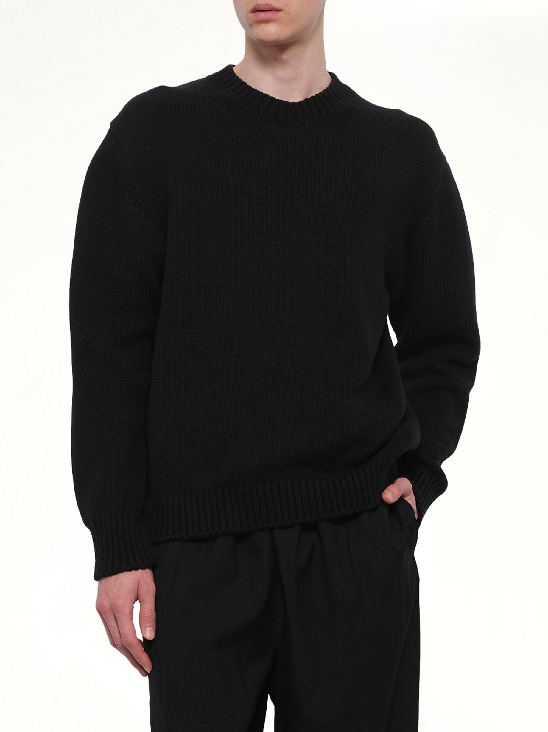 VOWELS Crewneck in Black Detail Shot from MARAIS