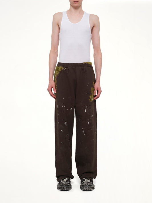 Moss-Grown Embroidery Sweat Pants in Brown