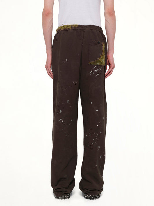 Moss-Grown Embroidery Sweat Pants in Brown