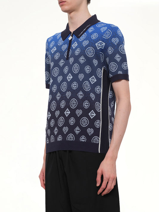 Gradient Monogram Polo Shirt in Blue