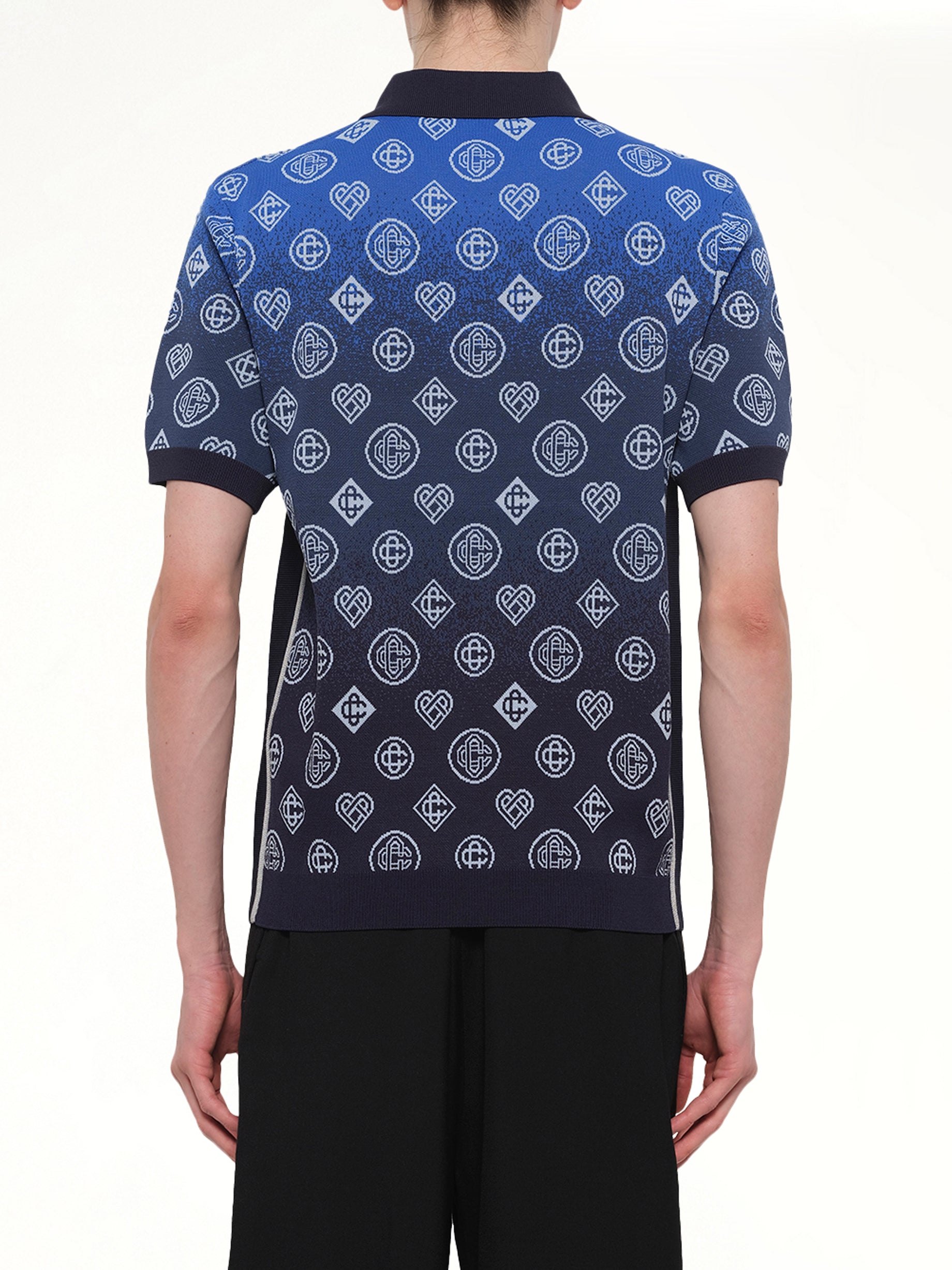 CASABLANCA Gradient Monogram Polo Shirt in Blue Back View from MARAIS