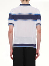 Mesh Stripe Polo in Navy/White