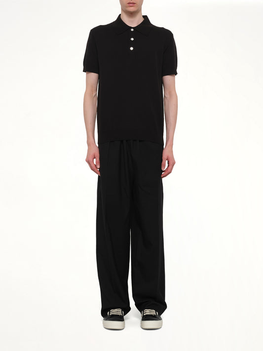 Pointelle Monogram Polo in Black
