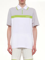 Quarter Zip Polo in Grey/White