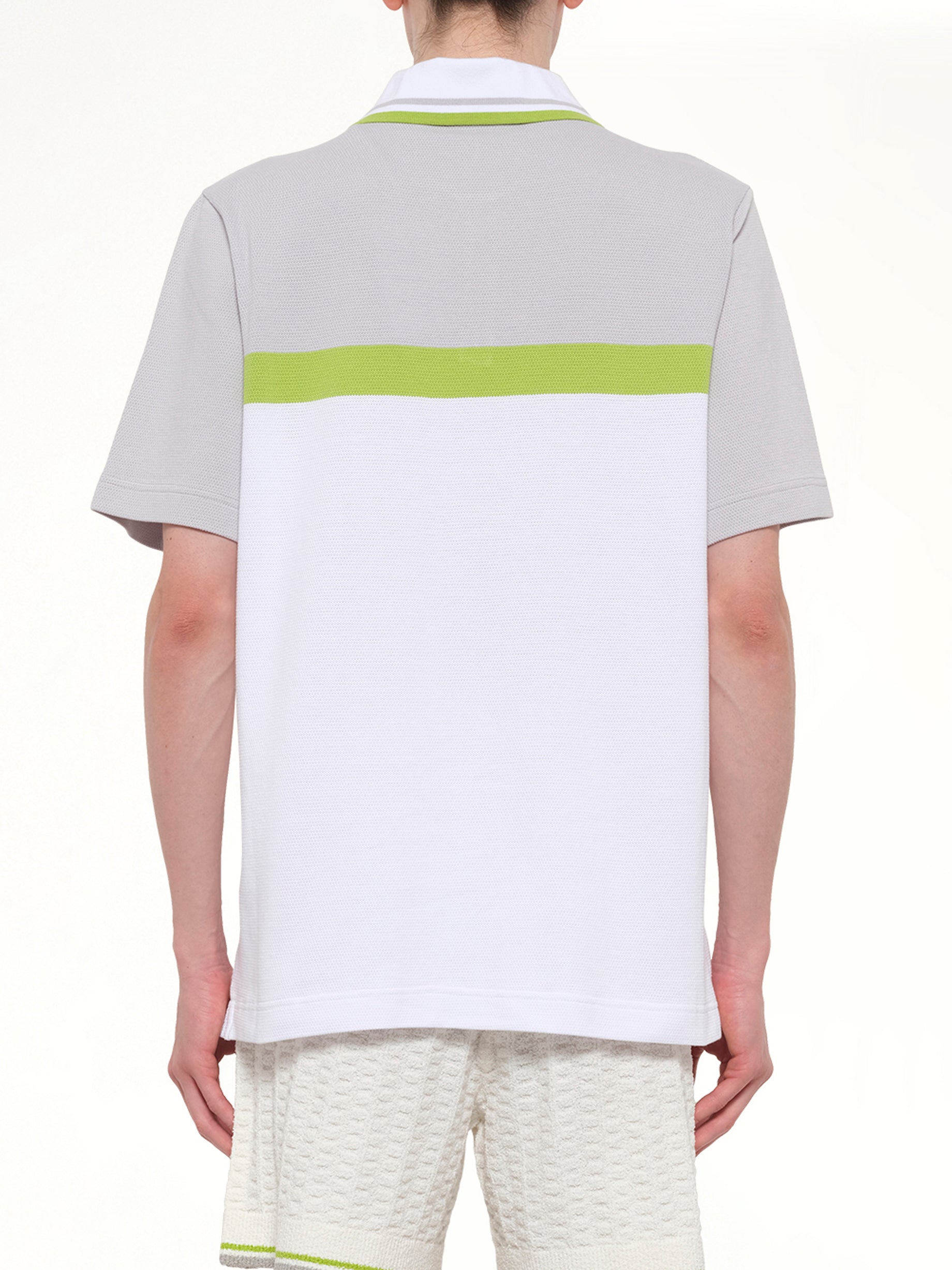 CASABLANCA Quarter Zip Polo in Grey/White Back View from MARAIS