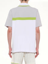 Quarter Zip Polo in Grey/White