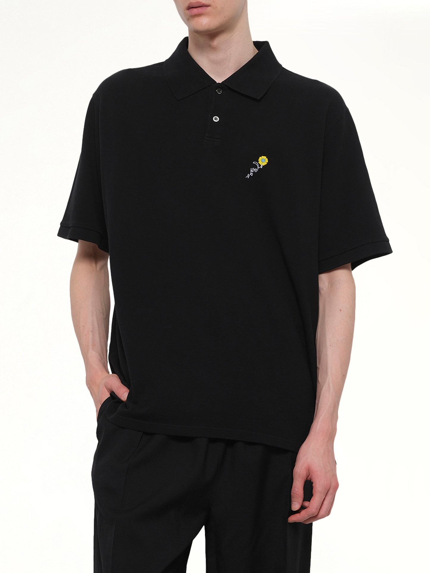 S/S Pique Polo in Black