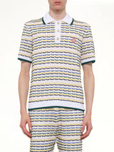 Tuck Stitch Polo Shirt in White