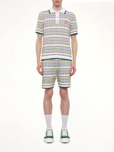 Tuck Stitch Polo Shirt in White