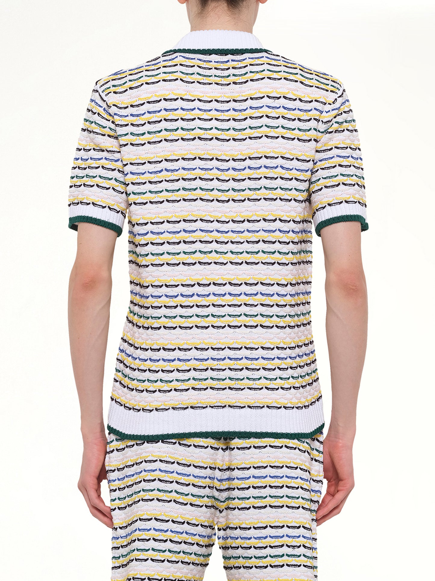 Tuck Stitch Polo Shirt in White
