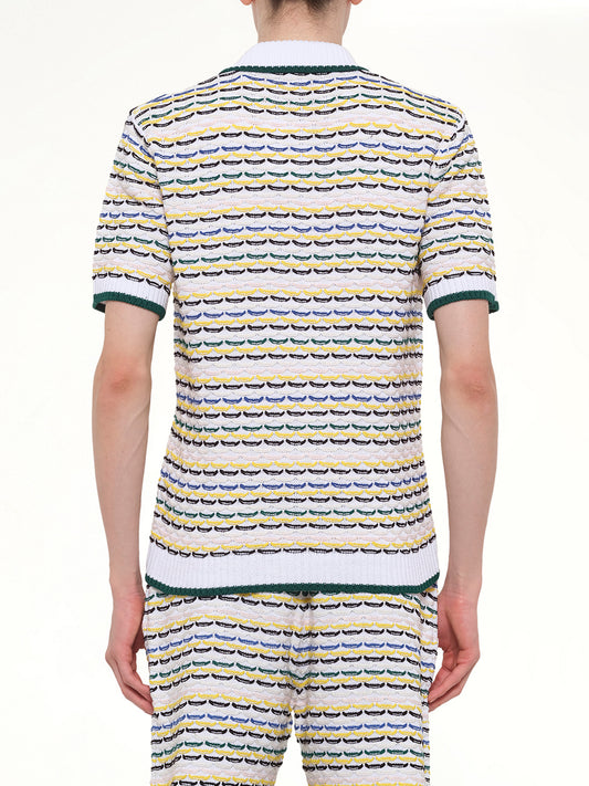 Tuck Stitch Polo Shirt in White